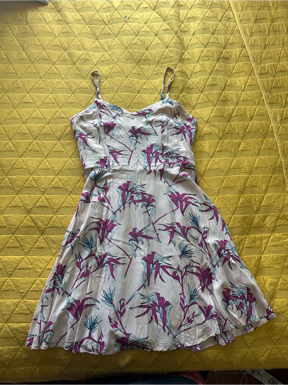 Cotton On Cream Floral Sundress with Pink & Teal Print